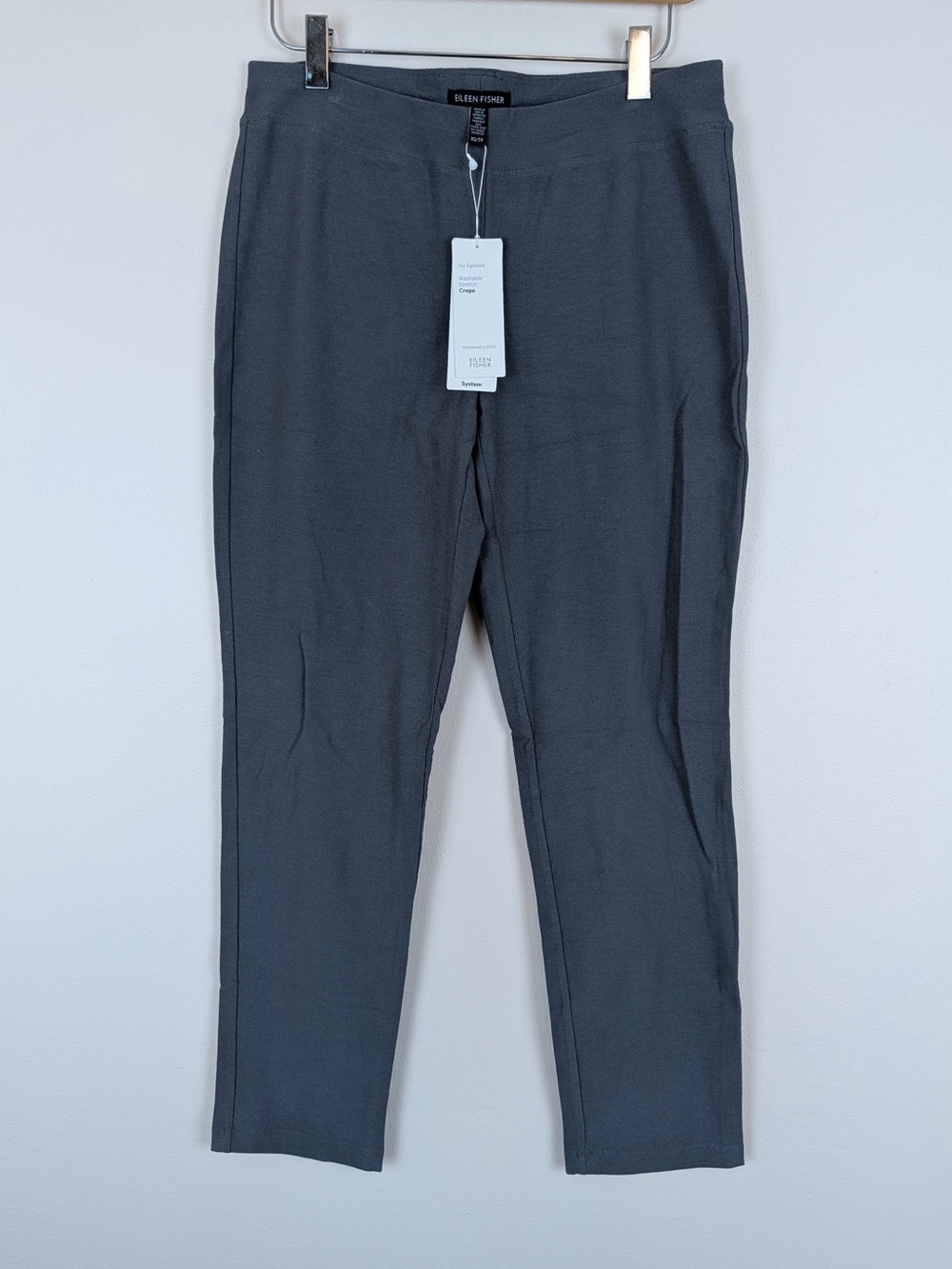 Eileen Fisher Slim Ankle Washable Stretch Crepe Pant - Ash - NWT